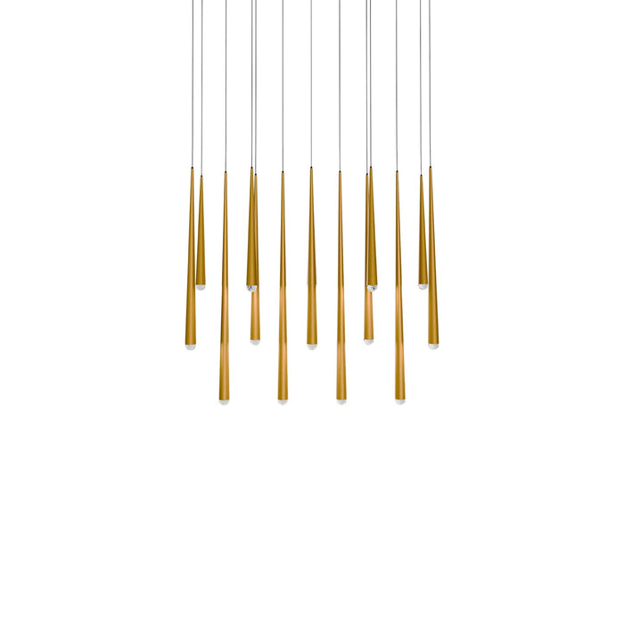 Cascade Linear LED Chandelier in Aged Brass/Crystal (14-Light).