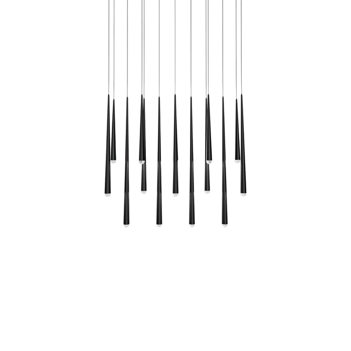 Cascade Linear LED Chandelier in Black/Crystal (14-Light).