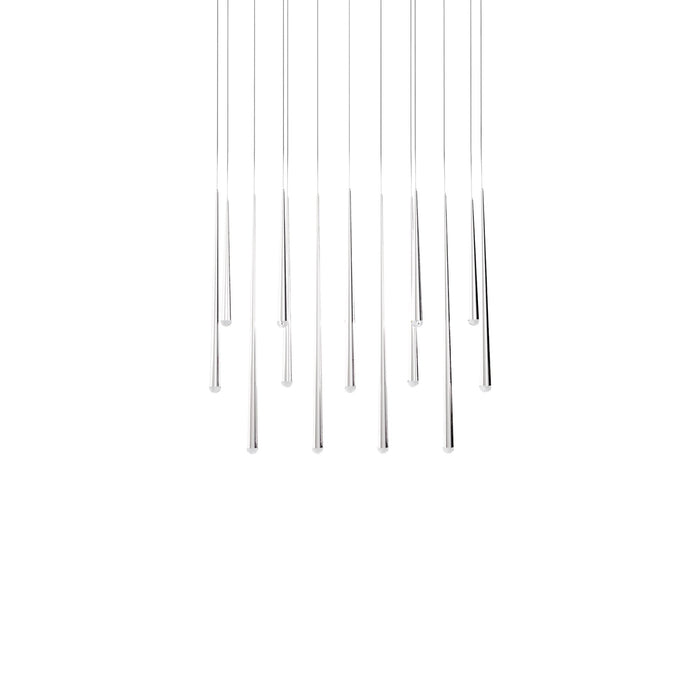 Cascade Linear LED Chandelier in Polished Nickel/Crystal (14-Light).