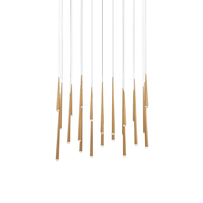 Cascade Linear LED Chandelier in Aged Brass/Crystal (23-Light).