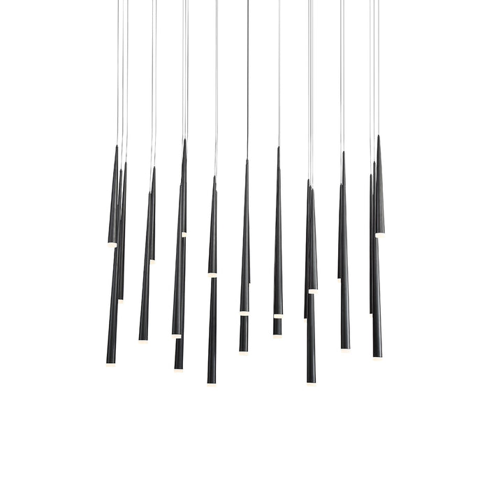 Cascade Linear LED Chandelier in Black/Etched Glass (23-Light).