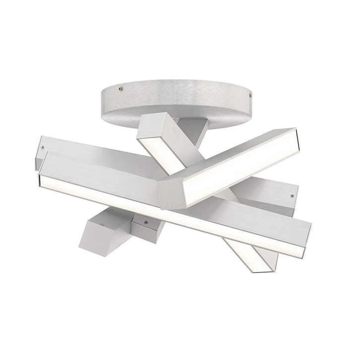 Chaos LED Flush Mount Ceiling Light in Brushed Aluminum.