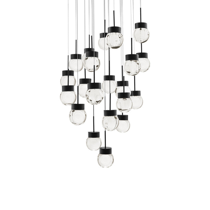 Double Bubble Round LED Multi Pendant Light in Black (21-Light).