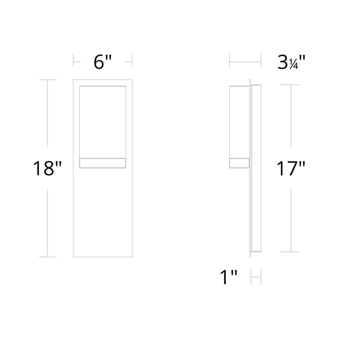 Draped Outdoor LED Wall Light - line drawing.