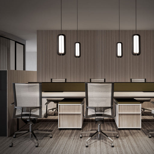 Echelon LED Vertical Pendant Light in Office.