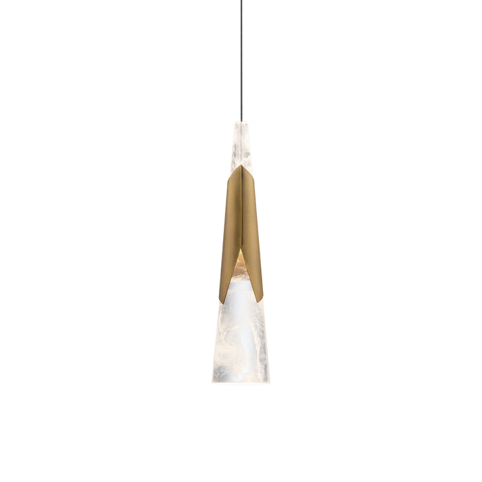 Kilt LED Mini Pendant Light in Aged Brass (3000K).