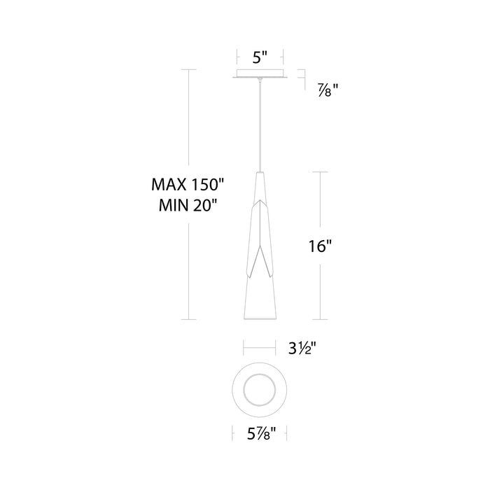 Kilt LED Mini Pendant Light - line drawing.