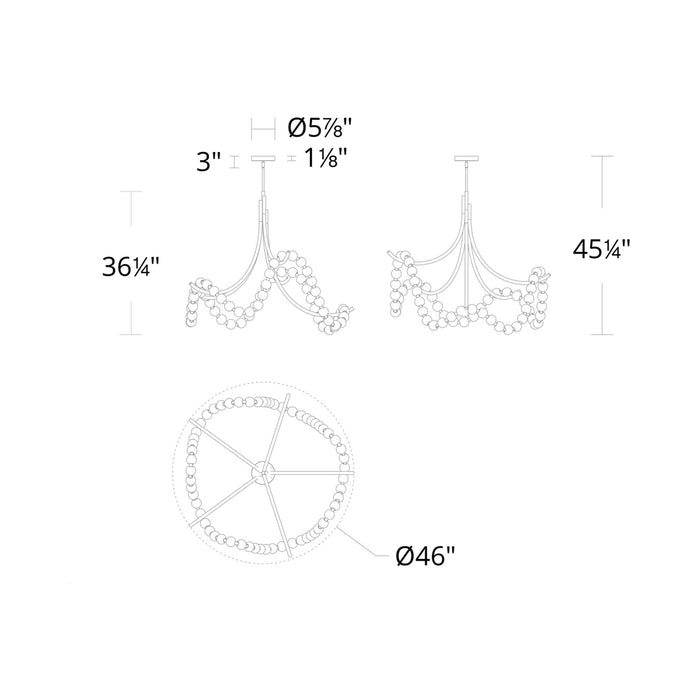 Parel LED Flush Mount Ceiling Light - line drawing.