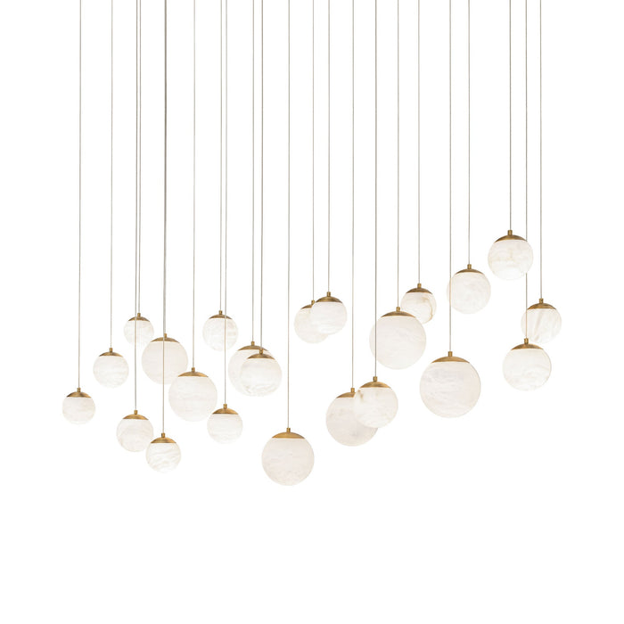 Pisces LED Linear Pendant Light in Aged Brass (23-Light).