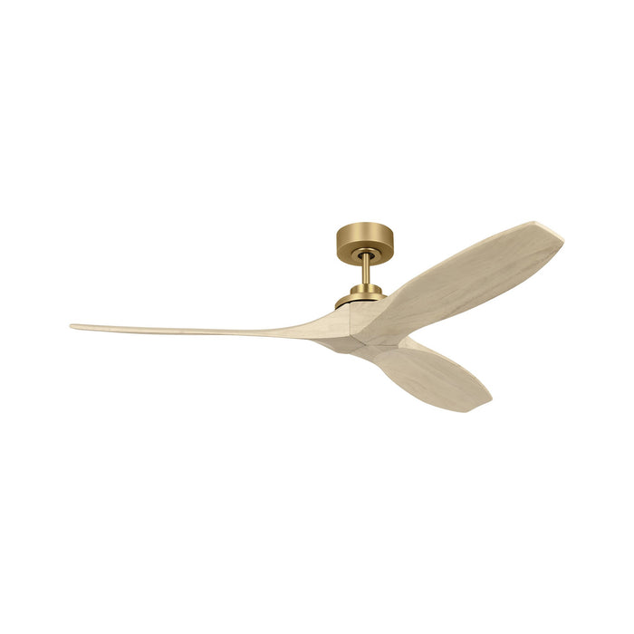 Collins Indoor / Outdoor Coastal Ceiling Fan in Brushed Brass/Washed White Oak (60-Inch).