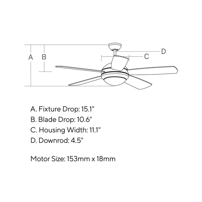 Discus Outdoor LED Ceiling Fan - line drawing.
