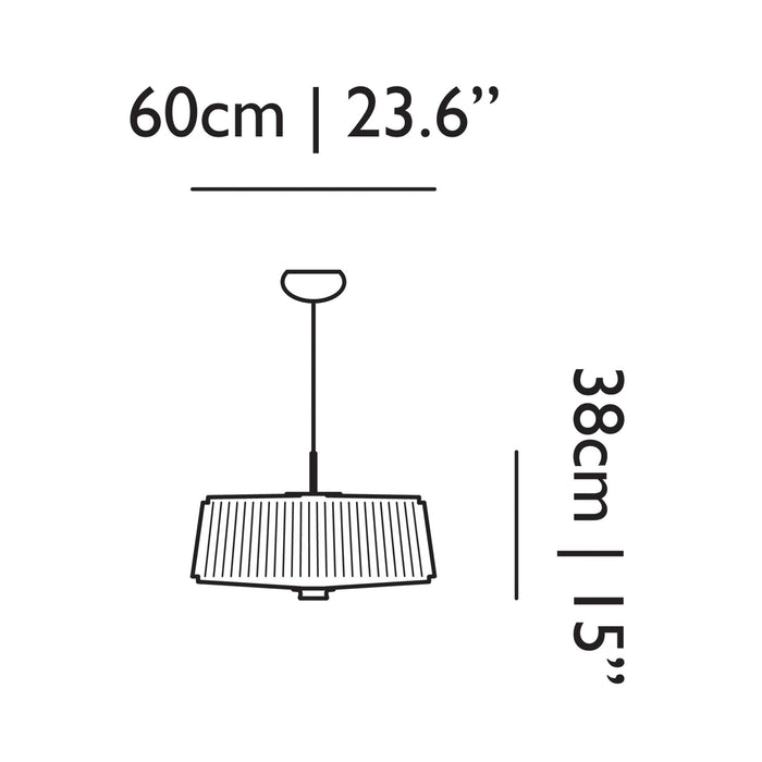 Plie Plisse Pendant Light - line drawing.