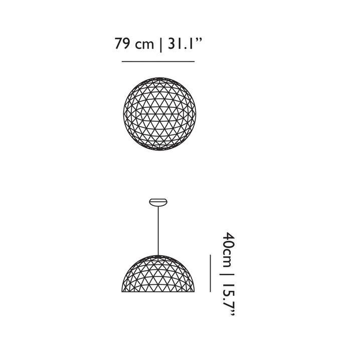 Raimond II Dome LED Pendant Light - line drawing.