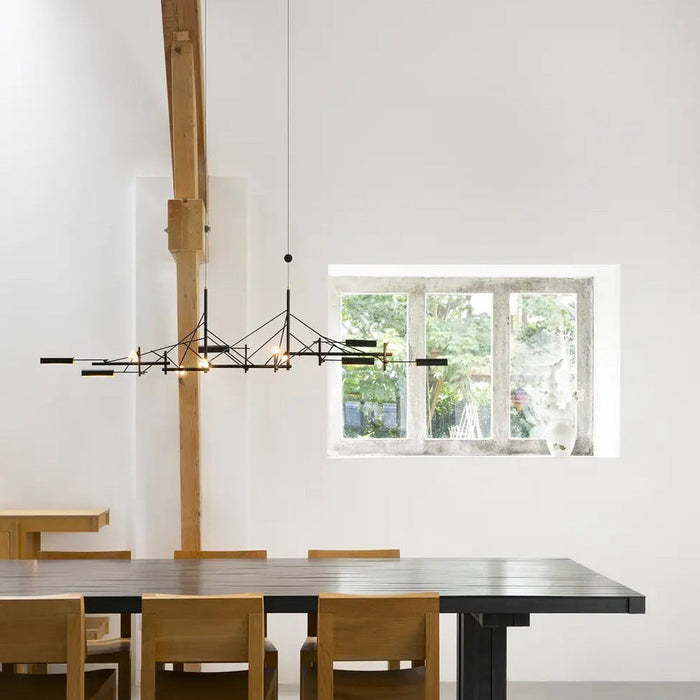 Tinkering LED Linear Pendant Light in dining room.