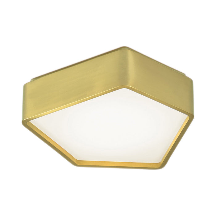 Fenway LED Flush Mount Ceiling Light in Satin Brass.