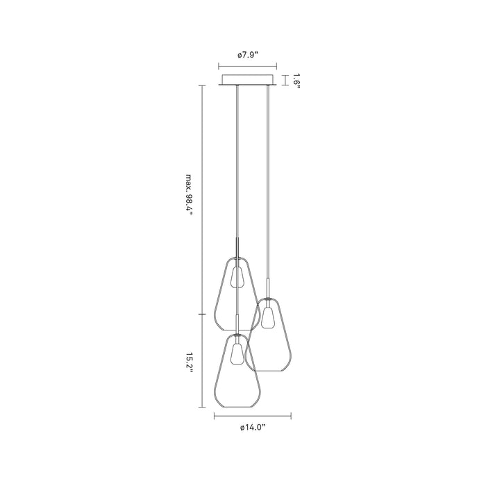 Anoli Chandelier - line drawing.