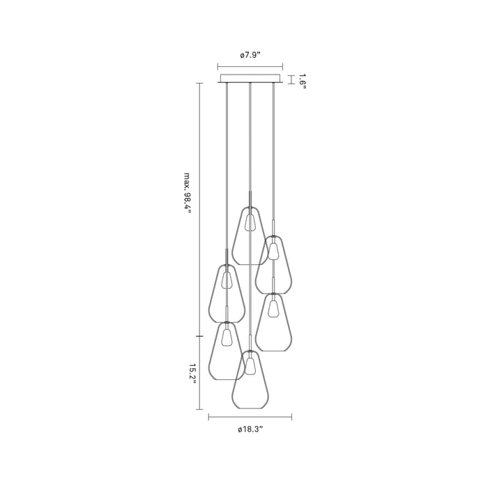 Anoli Chandelier - line drawing.