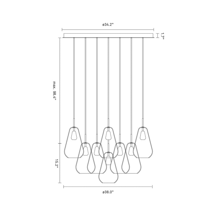 Anoli Chandelier - line drawing.