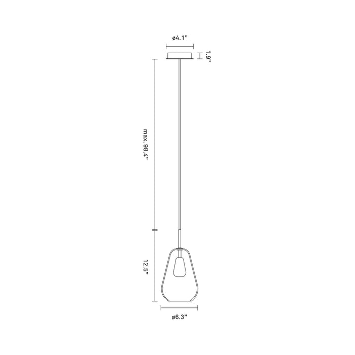 Anoli Pendant Light - line drawing.