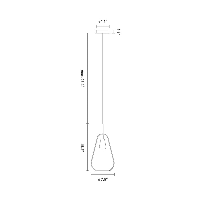 Anoli Pendant Light - line drawing.