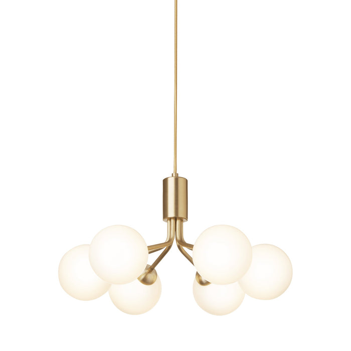 Apiales Chandelier in Brushed Brass/Opal White (6-Light).