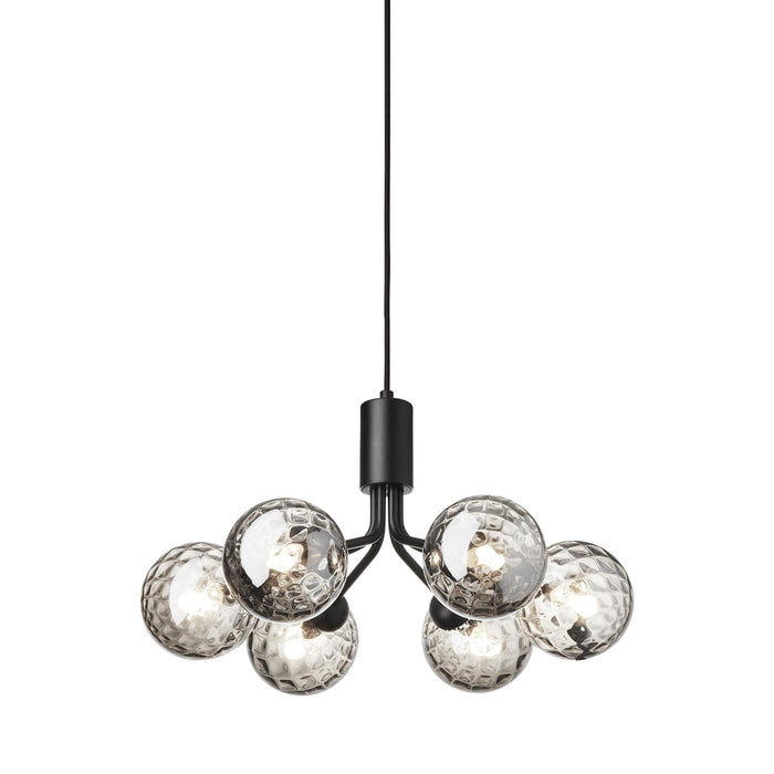 Apiales Chandelier in Satin Black/Optic Smoked (6-Light).