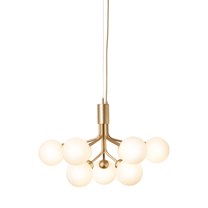 Apiales Chandelier in Brushed Brass/Opal White (9-Light).