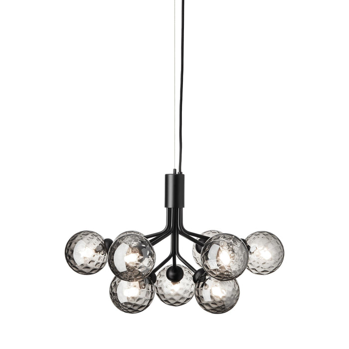 Apiales Chandelier in Satin Black/Optic Smoked (9-Light).