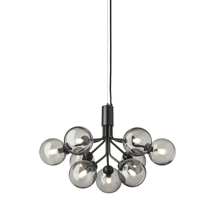 Apiales Chandelier in Satin Black/Smoked Black (9-Light).