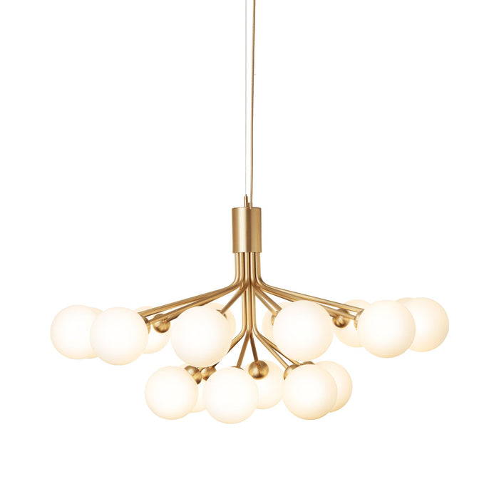 Apiales Chandelier in Brushed Brass/Opal White (18-Light).