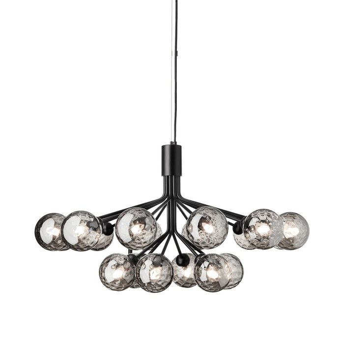 Apiales Chandelier in Satin Black/Optic Smoked (18-Light).