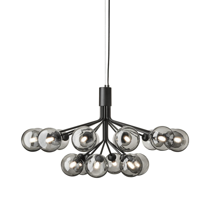 Apiales Chandelier in Satin Black/Smoked Black (18-Light).