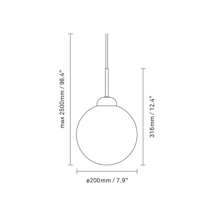 Apiales Pendant Light - line drawing.