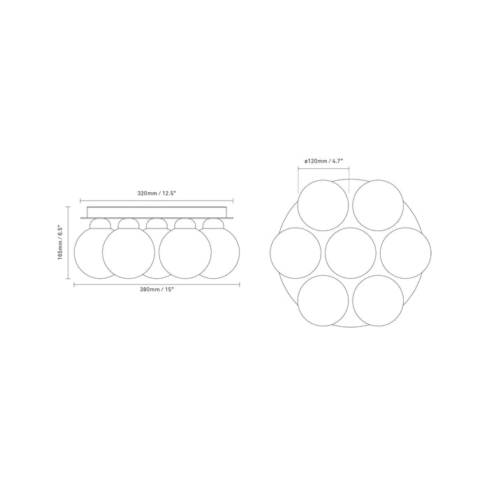 Apiales Plafond Flush Mount Ceiling Light - line drawing.