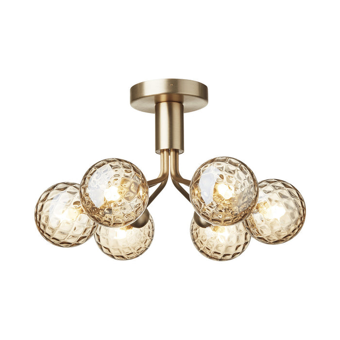 Apiales Semi Flush Mount Ceiling Light in Brushed Brass/Optic Gold (6-Light).