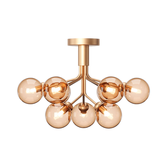 Apiales Semi Flush Mount Ceiling Light in Brushed Brass/Gold (9-Light).