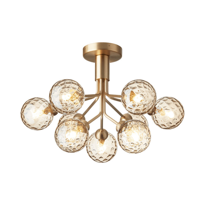 Apiales Semi Flush Mount Ceiling Light in Brushed Brass/Optic Gold (9-Light).