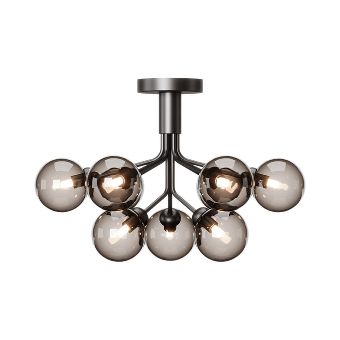 Apiales Semi Flush Mount Ceiling Light in Satin Black/Smoked Black (9-Light).