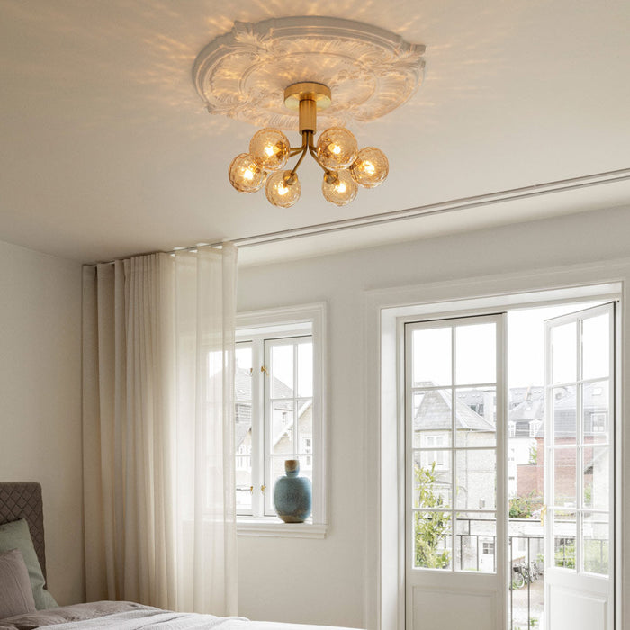 Apiales Semi Flush Mount Ceiling Light in bedroom.