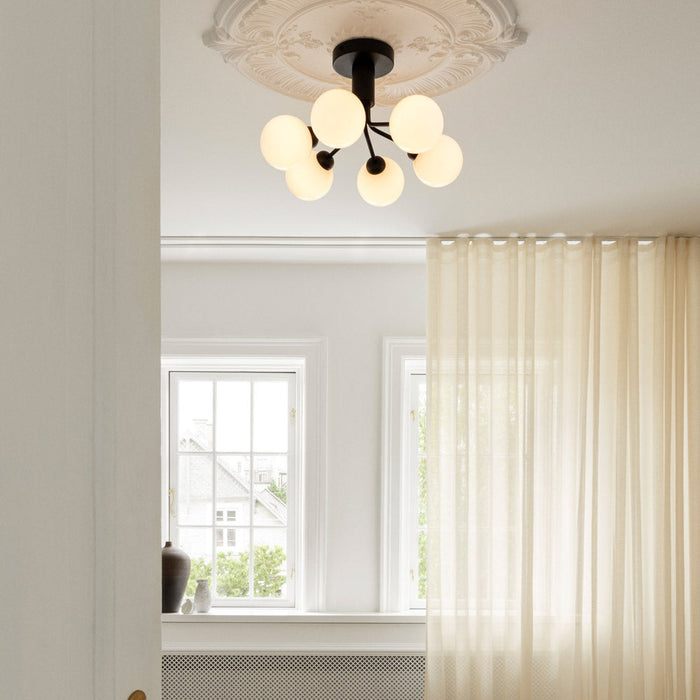 Apiales Semi Flush Mount Ceiling Light in bedroom.