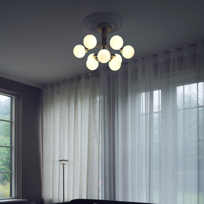 Apiales Semi Flush Mount Ceiling Light in living room.