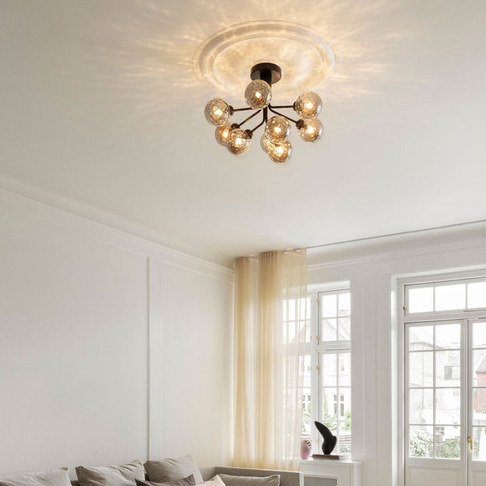 Apiales Semi Flush Mount Ceiling Light in living room.