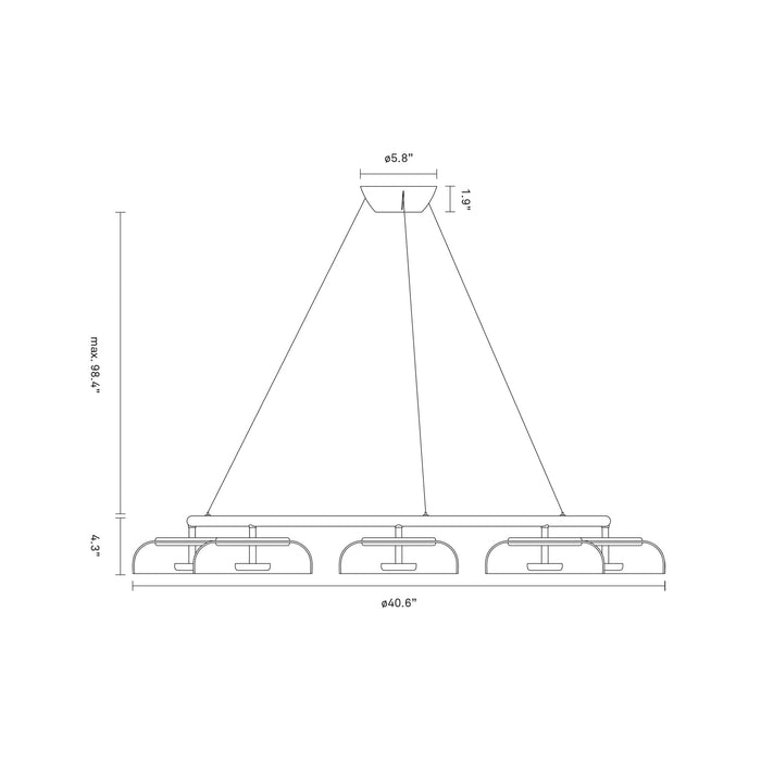 Blossi LED Chandelier - line drawing.