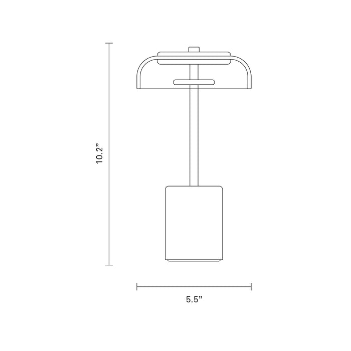 Blossi LED Mini Portable Table Lamp - line drawing.