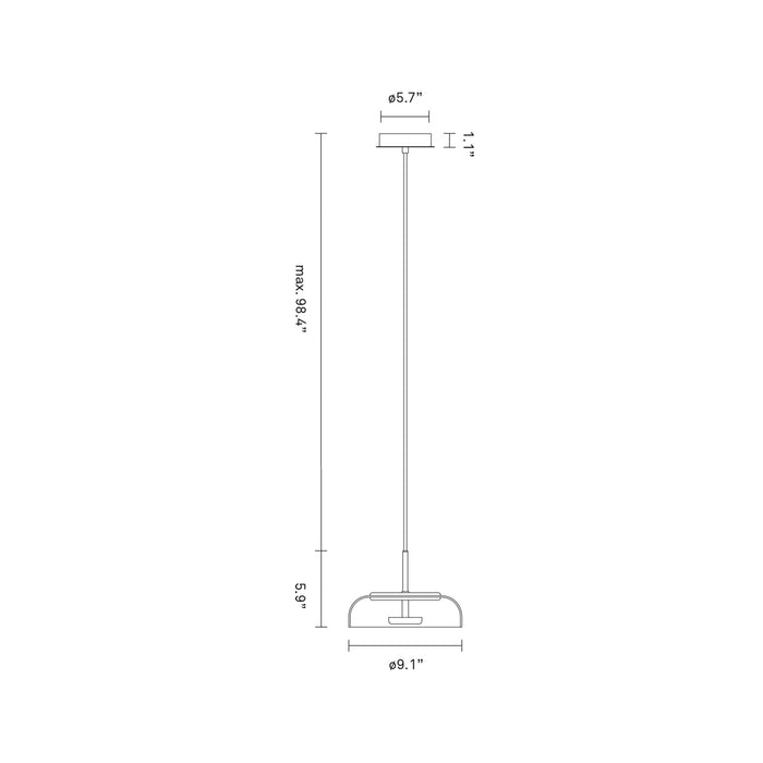 Blossi LED Pendant Light - line drawing.