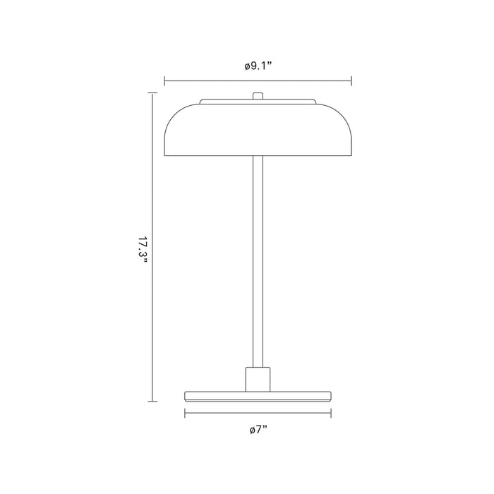 Blossi LED Table Lamp - line drawing.