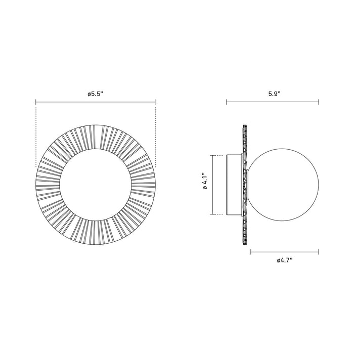 Liila Muuse Ceiling / Wall Light - line drawing.