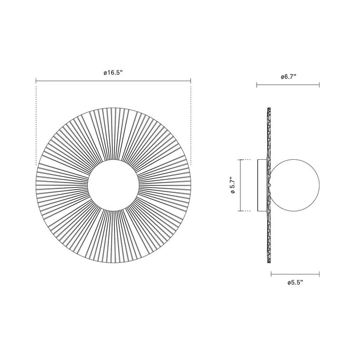 Liila Muuse Ceiling / Wall Light - line drawing.