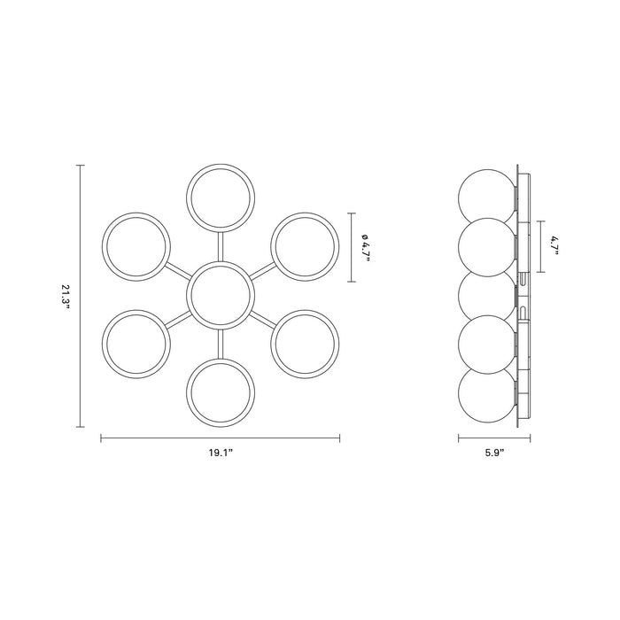 Liila Star Ceiling / Wall Light - line drawing.