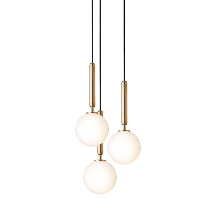 Miira Chandelier in Brass/Opal White (3-Light/13.6-Inch).